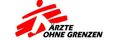 Logo von Ärzte ohne Grenzen: Es zeigt eine stilisierte laufende Figur mit roten Linien sowie den Namen der Organisation in fetter schwarzer Schrift.